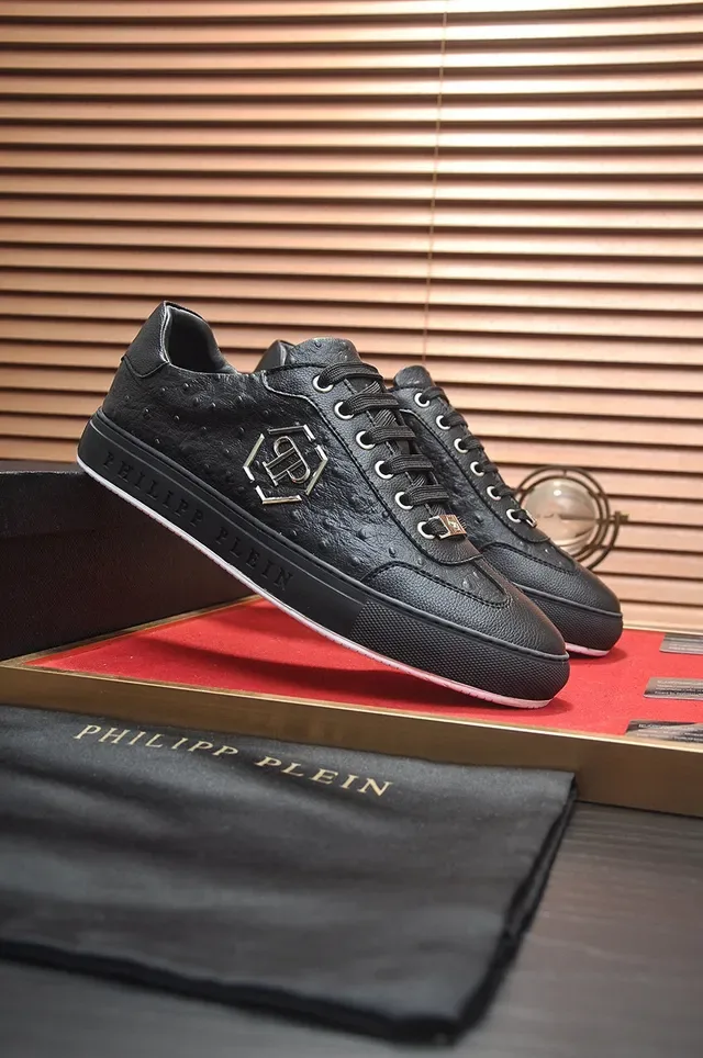 Philipp Plein Ostrich-Embossed Leather Hex Logo Lifestyle Sneakers 4