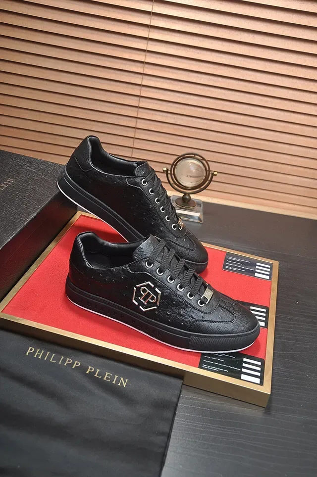 Philipp Plein Ostrich-Embossed Leather Hex Logo Lifestyle Sneakers 6