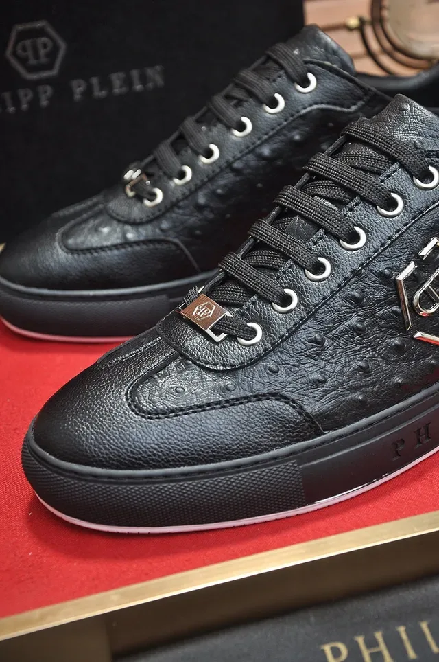 Philipp Plein Ostrich-Embossed Leather Hex Logo Lifestyle Sneakers 8