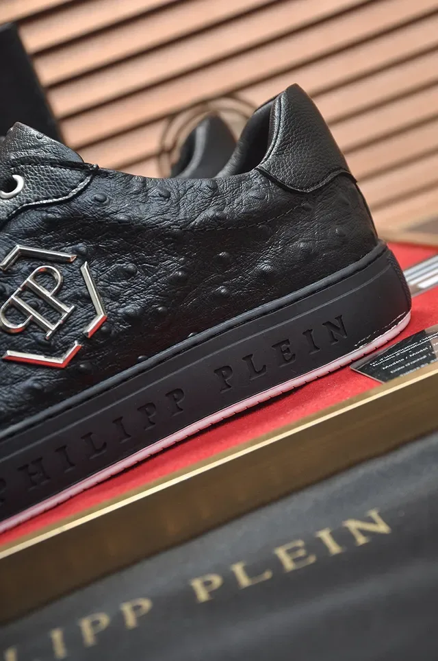 Philipp Plein Ostrich-Embossed Leather Hex Logo Lifestyle Sneakers 9