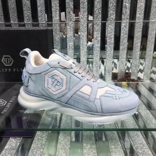 Philipp Plein PP Logo চাঙ্কি স্নিকার হালকা নীল ধূসর