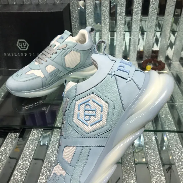 Philipp Plein PP Logo চাঙ্কি স্নিকার হালকা নীল ধূসর 5