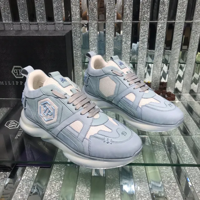 Philipp Plein PP Logo চাঙ্কি স্নিকার হালকা নীল ধূসর 6