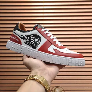 Philipp Plein Skull Graphic Red White Leather Lifestyle Sneakers