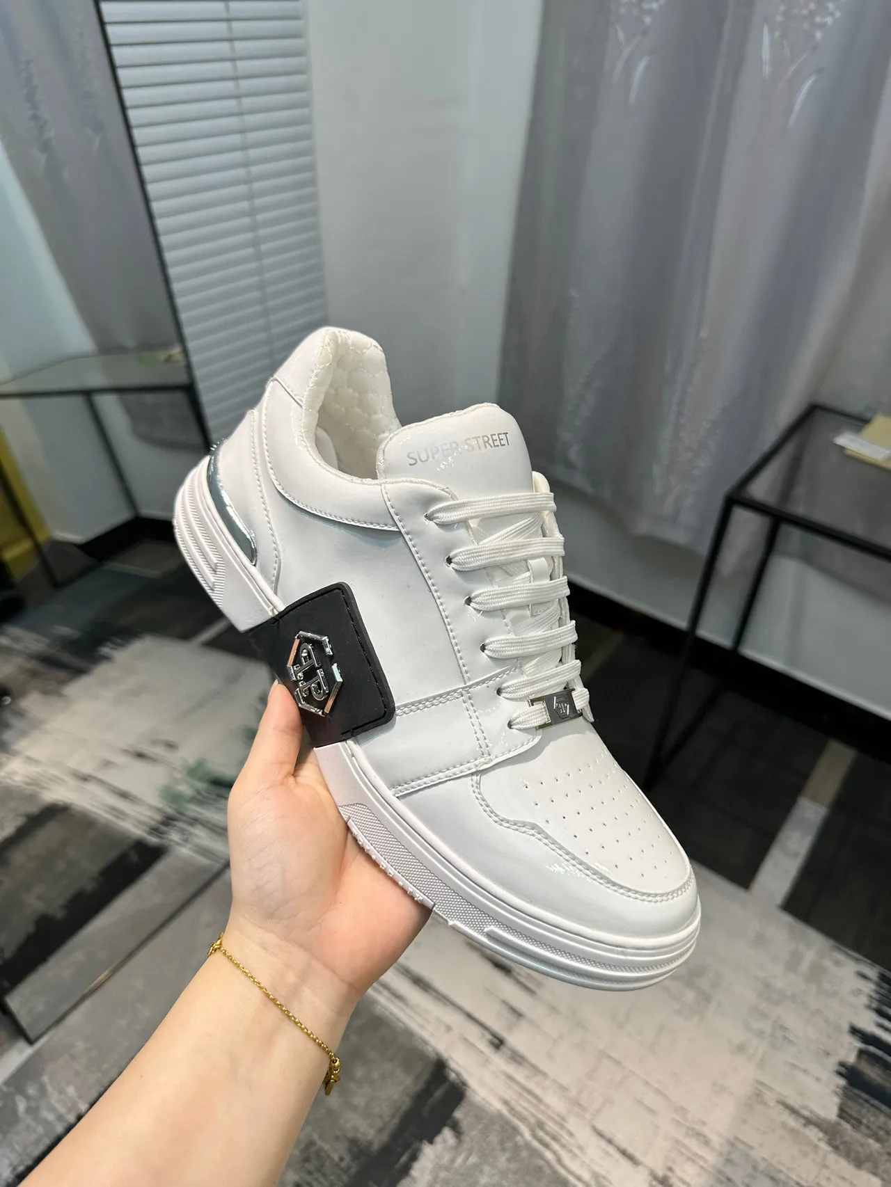 Philipp Plein Super Street सफेद चमड़े की लाइफस्टाइल स्नीकर 7
