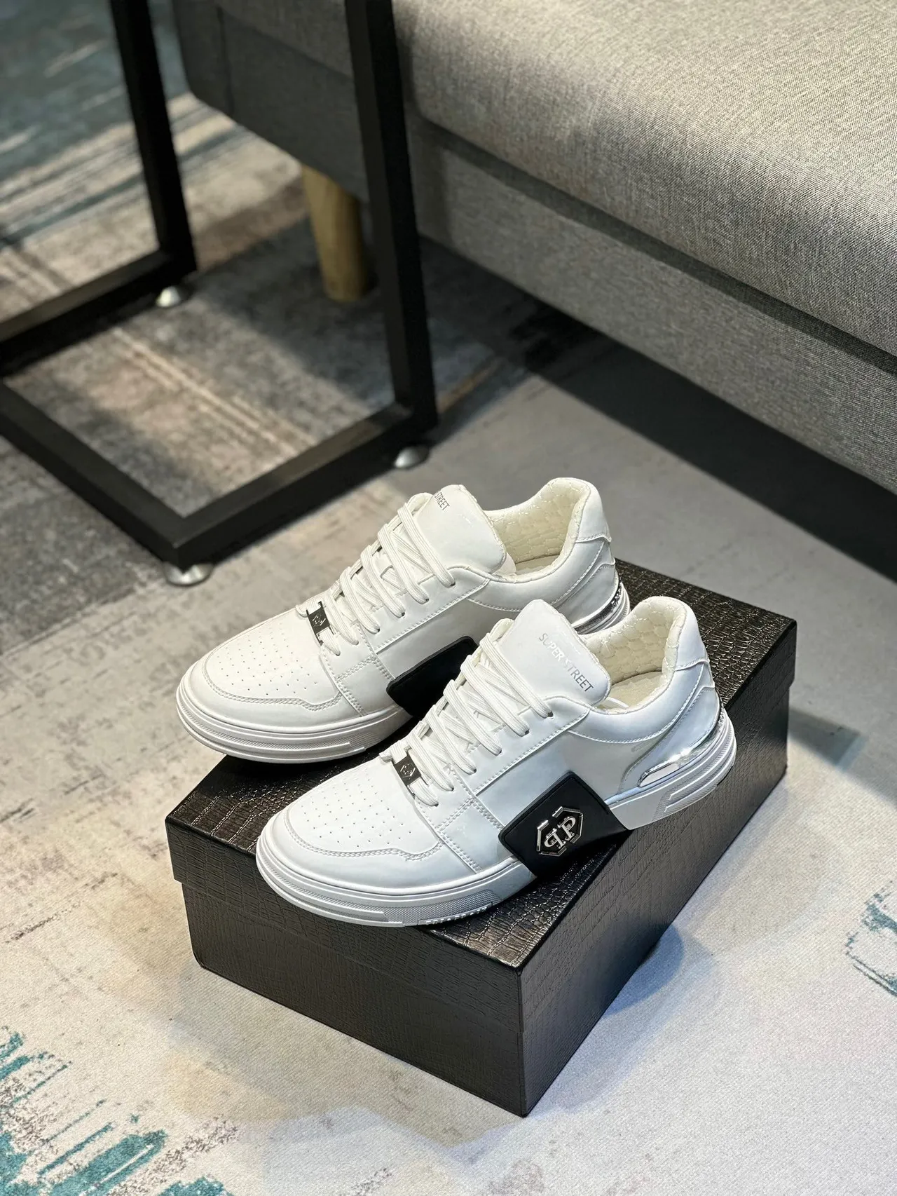 Philipp Plein Super Street सफेद चमड़े की लाइफस्टाइल स्नीकर 8