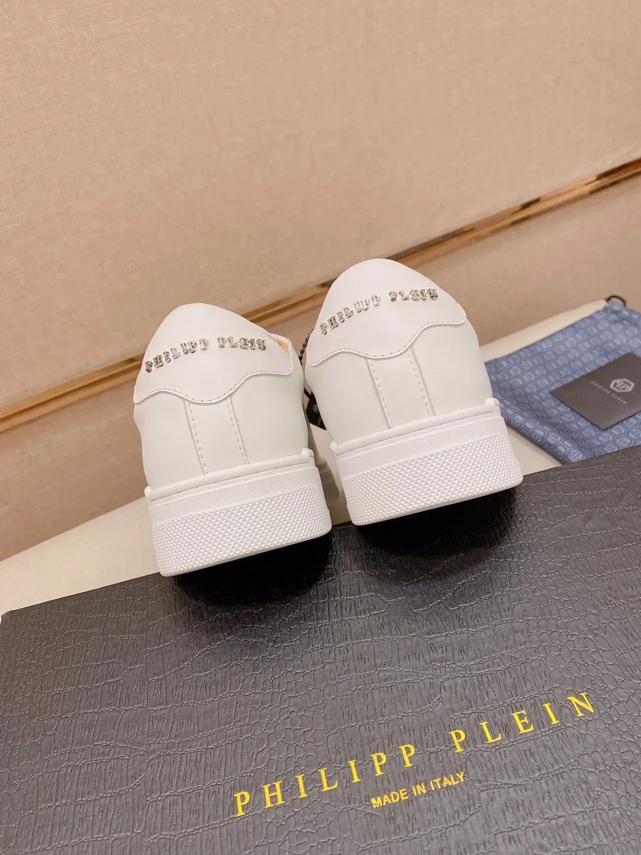 Philipp Plein सफेद भूरा लो-टॉप प्लेटफॉर्म सोल लाइफस्टाइल स्नीकर 3
