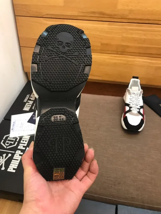 Philipp Plein White Black Laceless Multi-Strap Lifestyle Sneakers 4