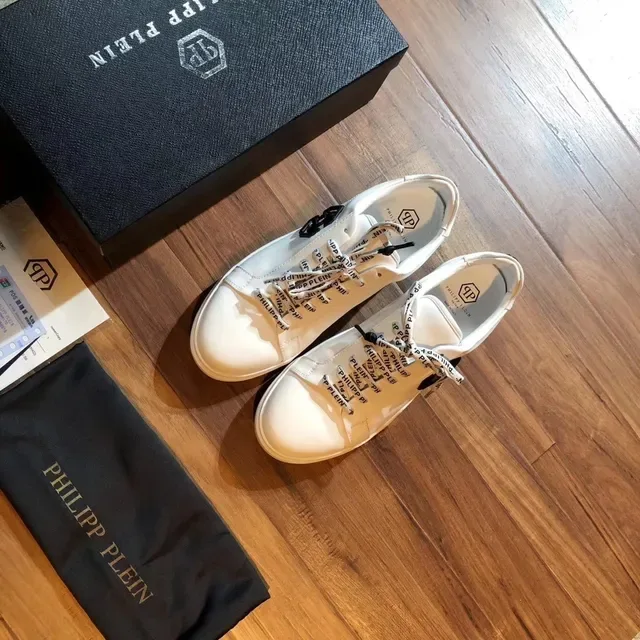 Philipp Plein सफेद काला लो-टॉप चमड़े जैसा स्मूथ अपर लाइफस्टाइल स्नीकर 4