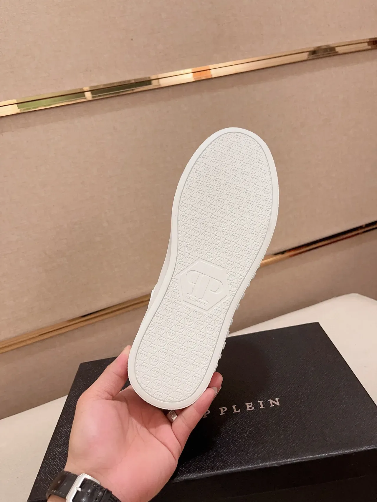 Philipp Plein White Blue Leather Upper Iridescent Heel Tab Lifestyle Sneakers 9