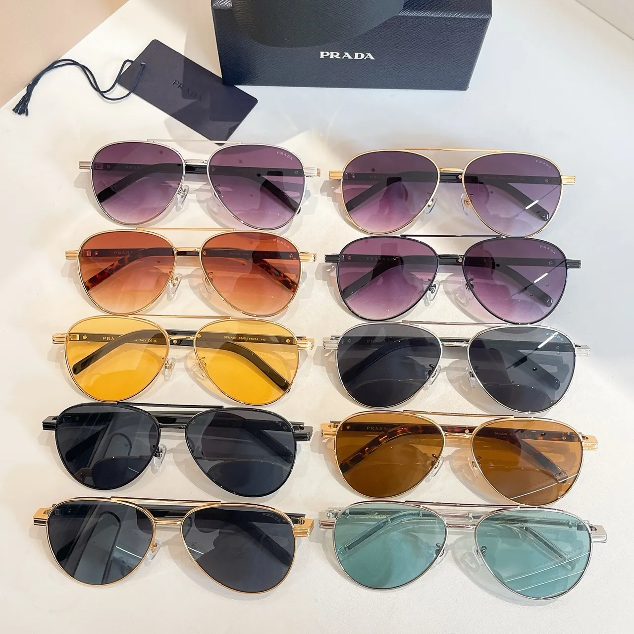 Prada Aviator गोल्ड पर्पल ग्रेडिएंट सनग्लासेस 2