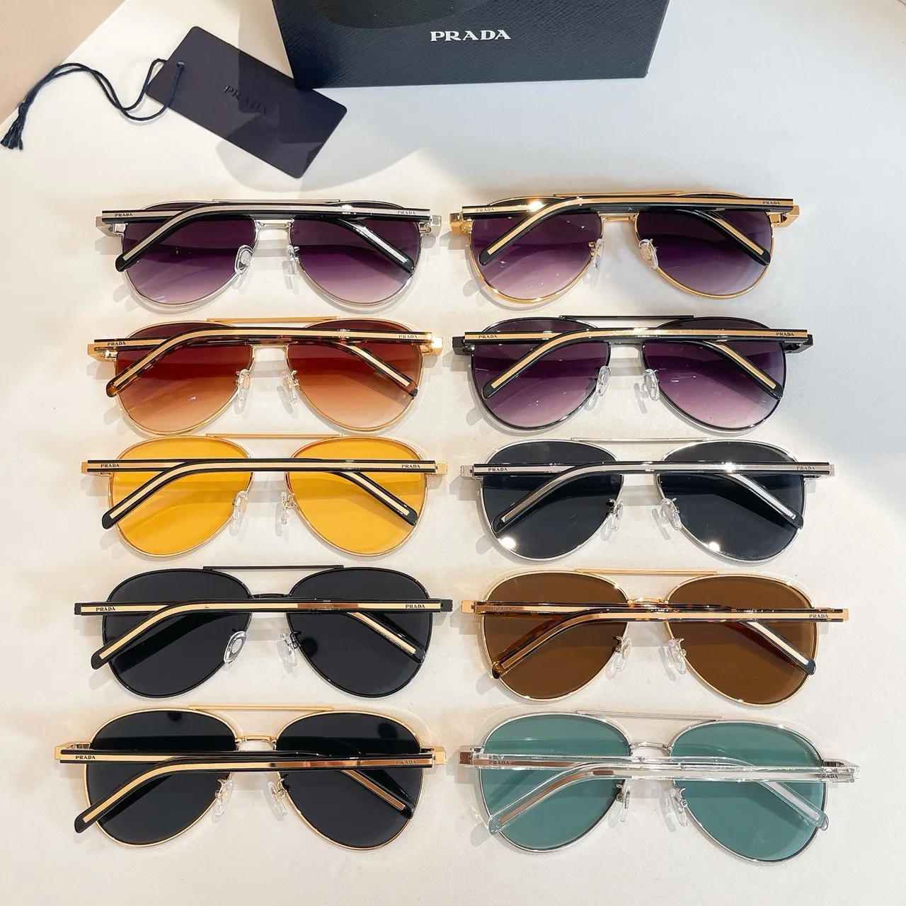 Prada Aviator गोल्ड पर्पल ग्रेडिएंट सनग्लासेस 3