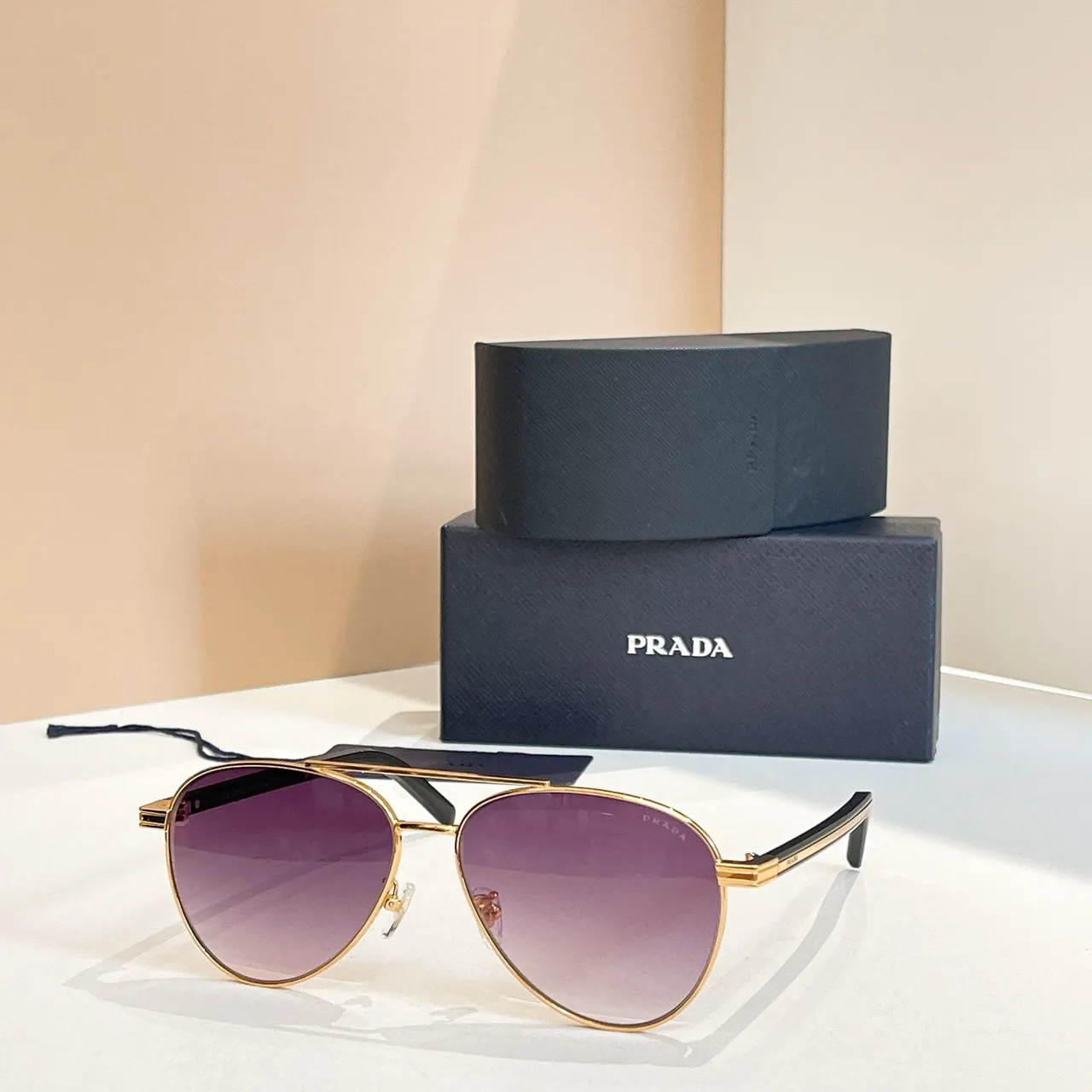 Prada Aviator गोल्ड पर्पल ग्रेडिएंट सनग्लासेस 5