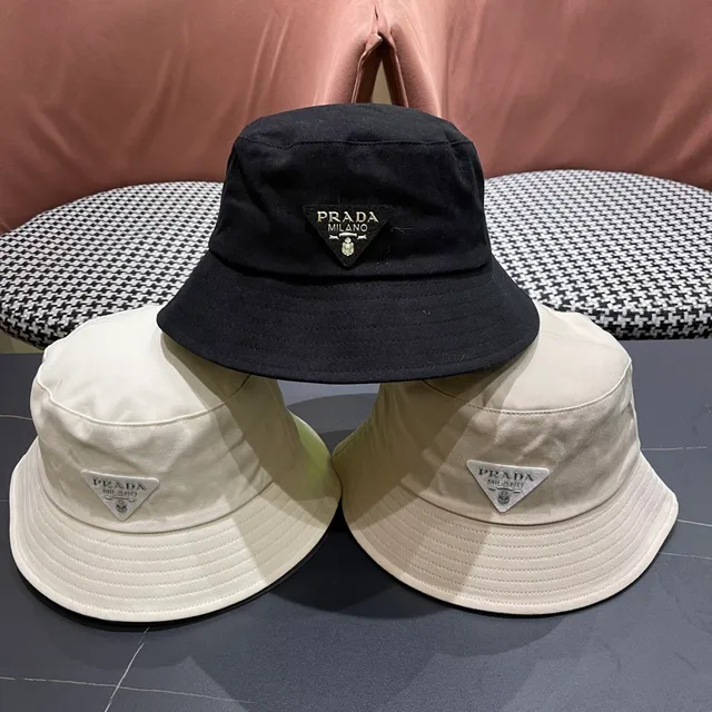 Prada Beige Structured Crown Wide Stitched Brim Bucket Hat 5