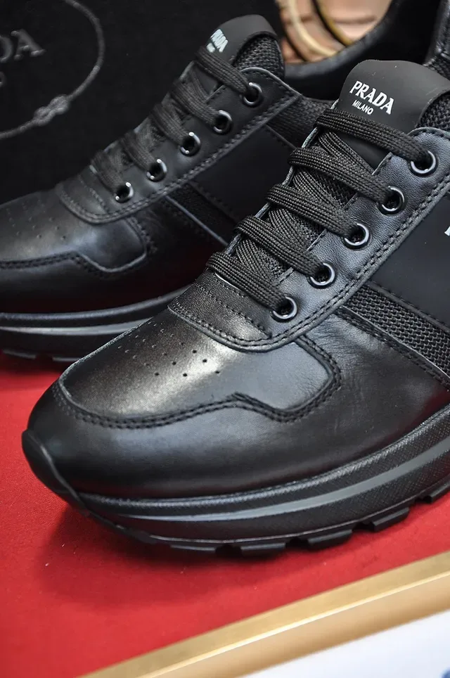 Prada Black Mixed-Material Lifestyle Sneaker 4