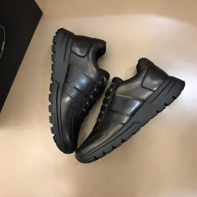 Prada Black Paneled Leather Upper Embossed Logo Stripe Lifestyle Sneakers 7