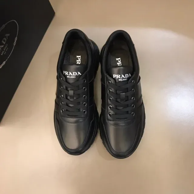 Prada Black Paneled Leather Upper Embossed Logo Stripe Lifestyle Sneakers 8