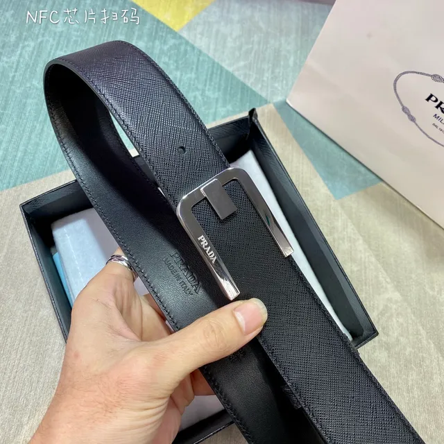 Prada Noir Saffiano Cuir Ceinture 4