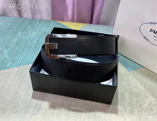 Prada Noir Saffiano Cuir Ceinture 8