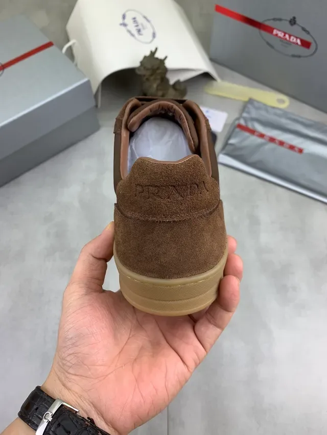 Prada Brown Suede and Leather Panelled Retro Runner Lifestyle Sneakers 3