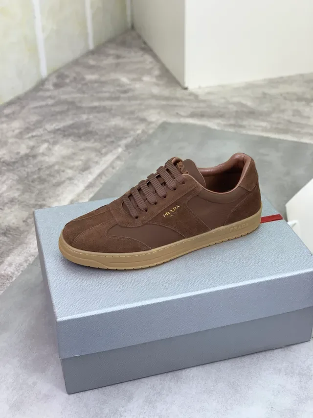 Prada Brown Suede and Leather Panelled Retro Runner Lifestyle Sneakers 4