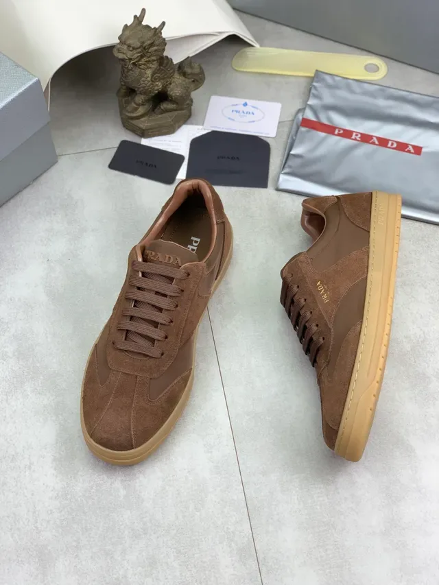 Prada Brown Suede and Leather Panelled Retro Runner Lifestyle Sneakers 5