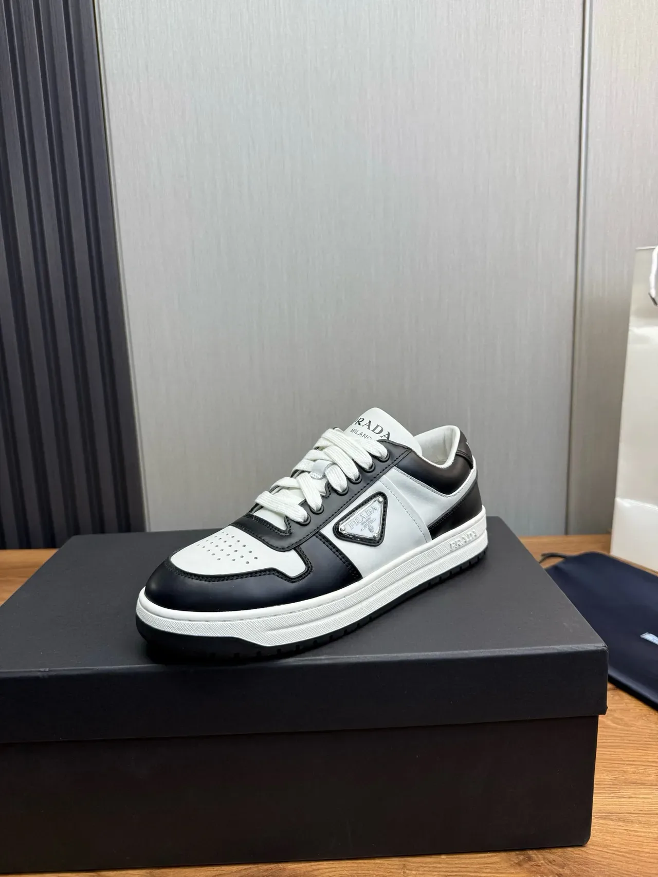 Prada Cloudbust Black and White Leather Lifestyle Sneakers 3