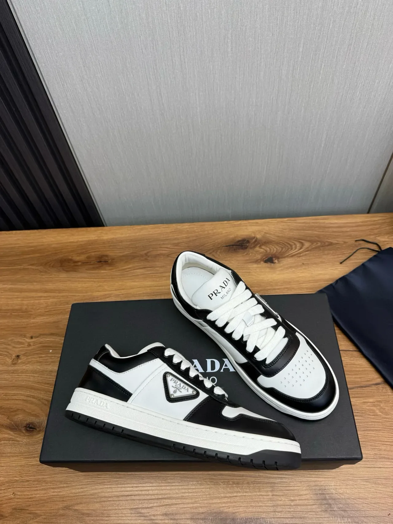 Prada Cloudbust Black and White Leather Lifestyle Sneakers 5