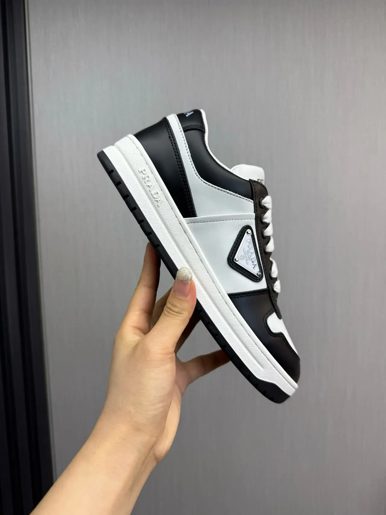 Prada Cloudbust Black and White Leather Lifestyle Sneakers 6