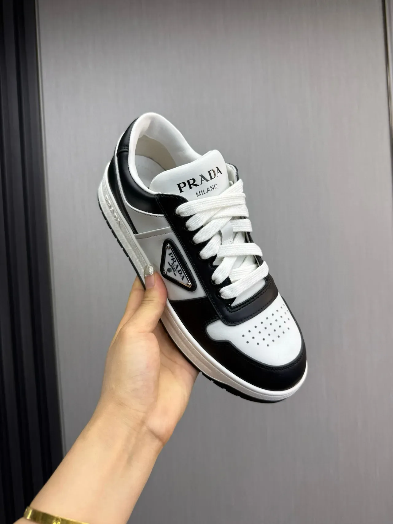 Prada Cloudbust Black and White Leather Lifestyle Sneakers 7