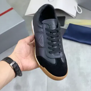 Prada Cloudbust Preto Bege Parte Superior de Material Misto Solado de Borracha de Goma Sneakers Lifestyle