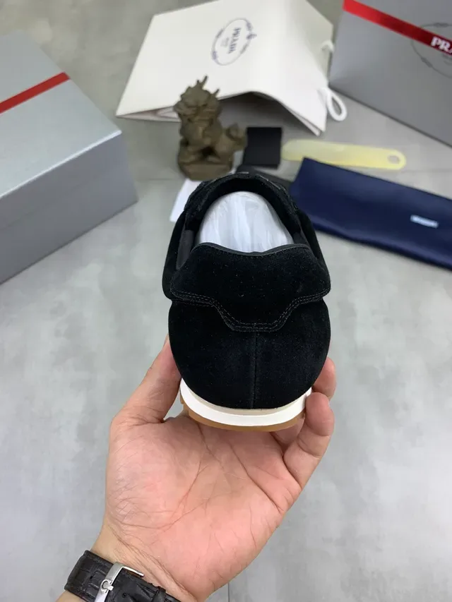 Prada Cloudbust Black Beige Suede Gum Rubber Sole Lifestyle Sneakers 3