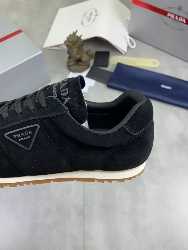 Prada Cloudbust Black Beige Suede Gum Rubber Sole Lifestyle Sneakers 4