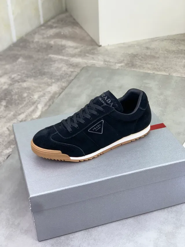 Prada Cloudbust Black Beige Suede Gum Rubber Sole Lifestyle Sneakers 5