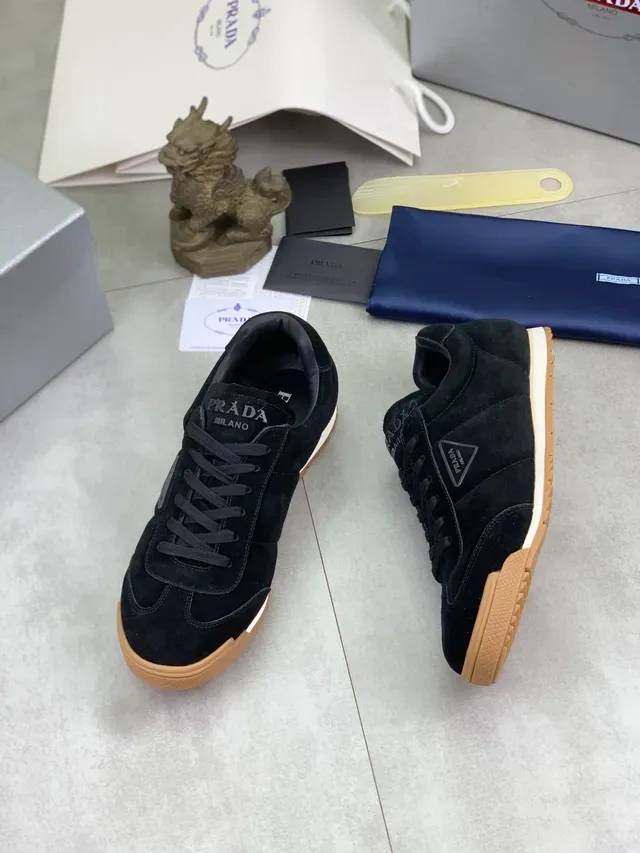 Prada Cloudbust Black Beige Suede Gum Rubber Sole Lifestyle Sneakers 6