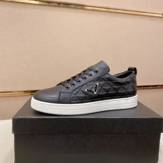 Prada Cloudbust Black White Quilted Leather Upper Triangular Logo Plaque Lifestyle Sneakers