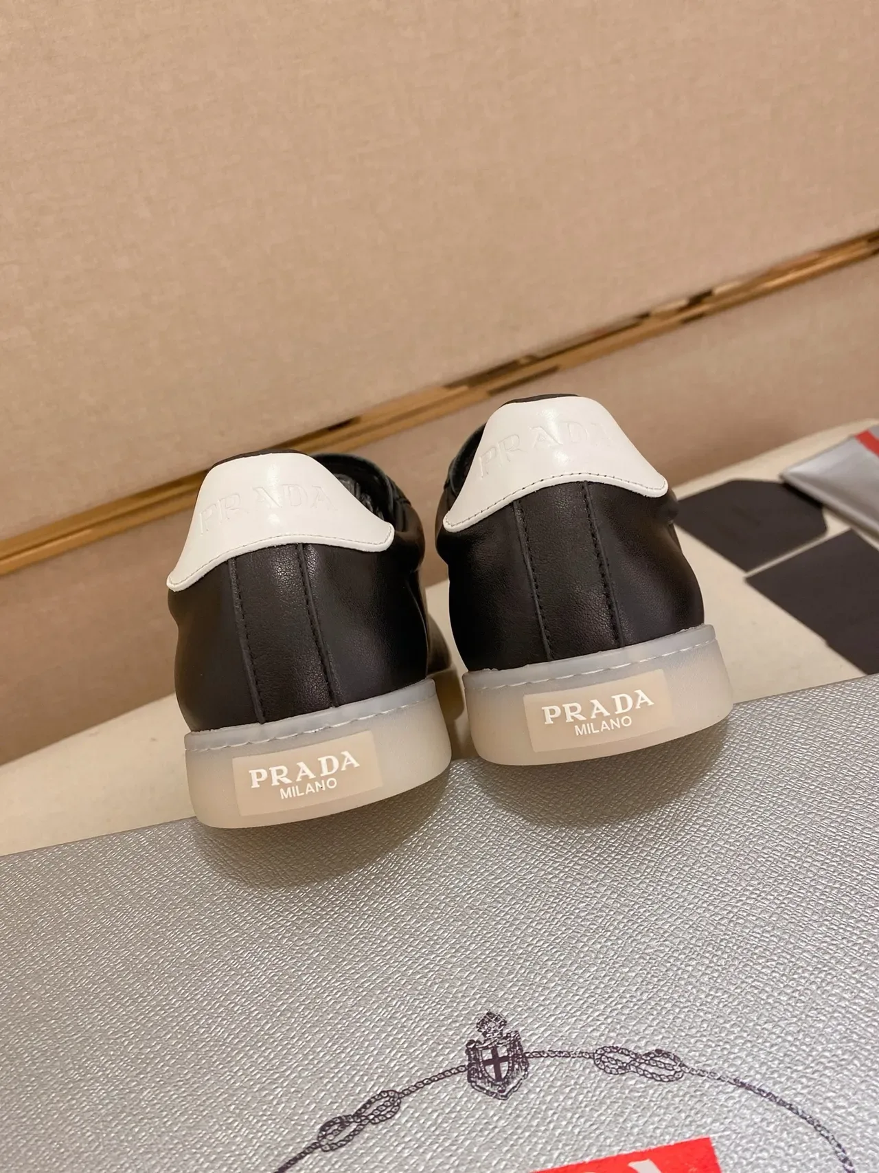 Prada Cloudbust Black White Two-Tone Leather And Suede Paneling Lifestyle Sneakers 8