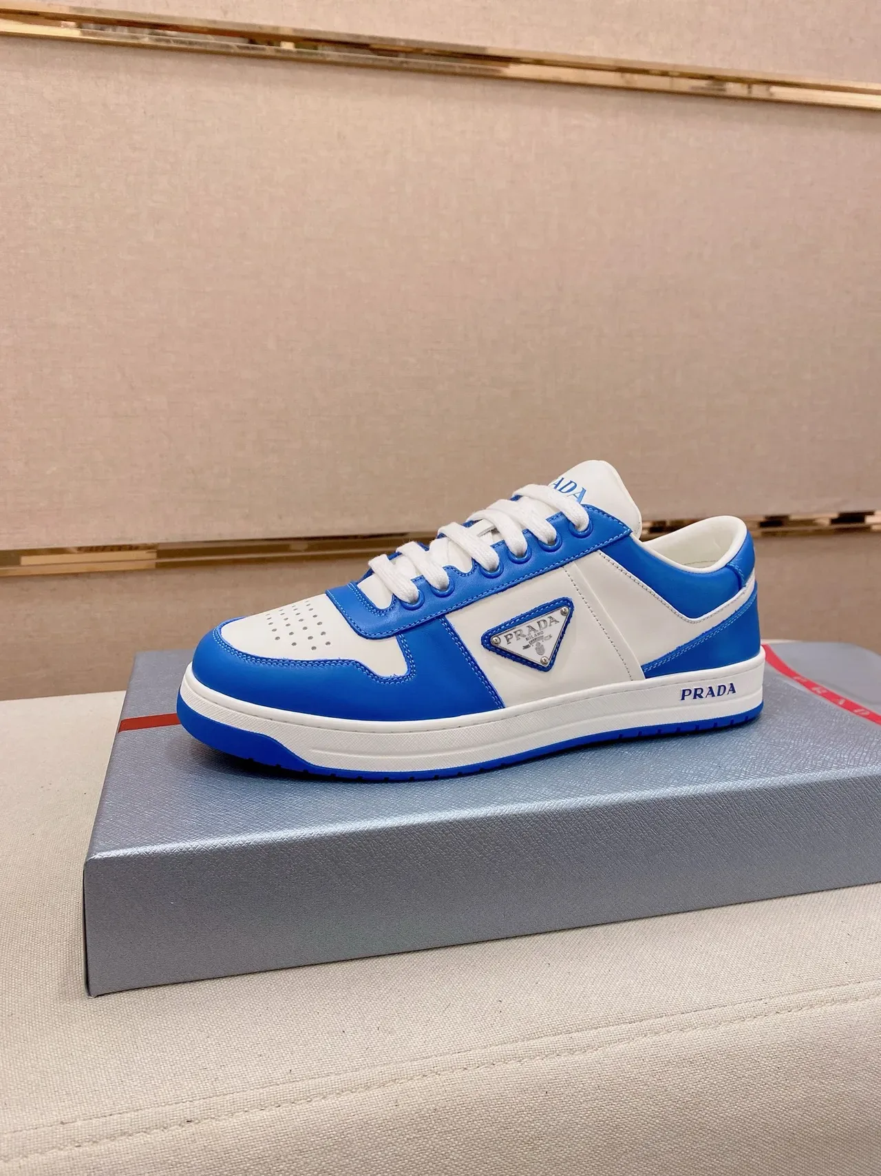 Prada Cloudbust Color-Block White and Blue Lifestyle Sneakers 1