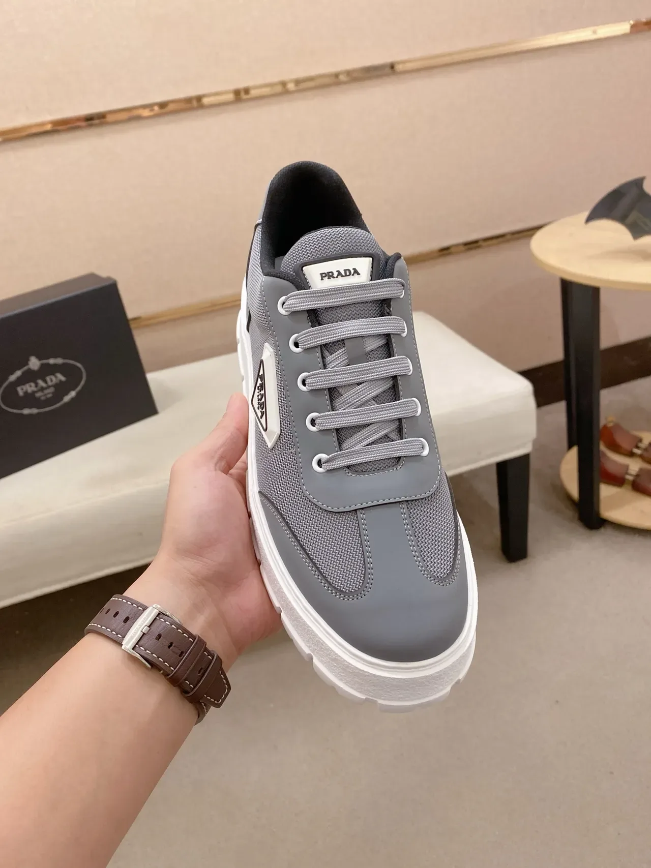 Prada Cloudbust Gray and White Chunky Sneakers 5