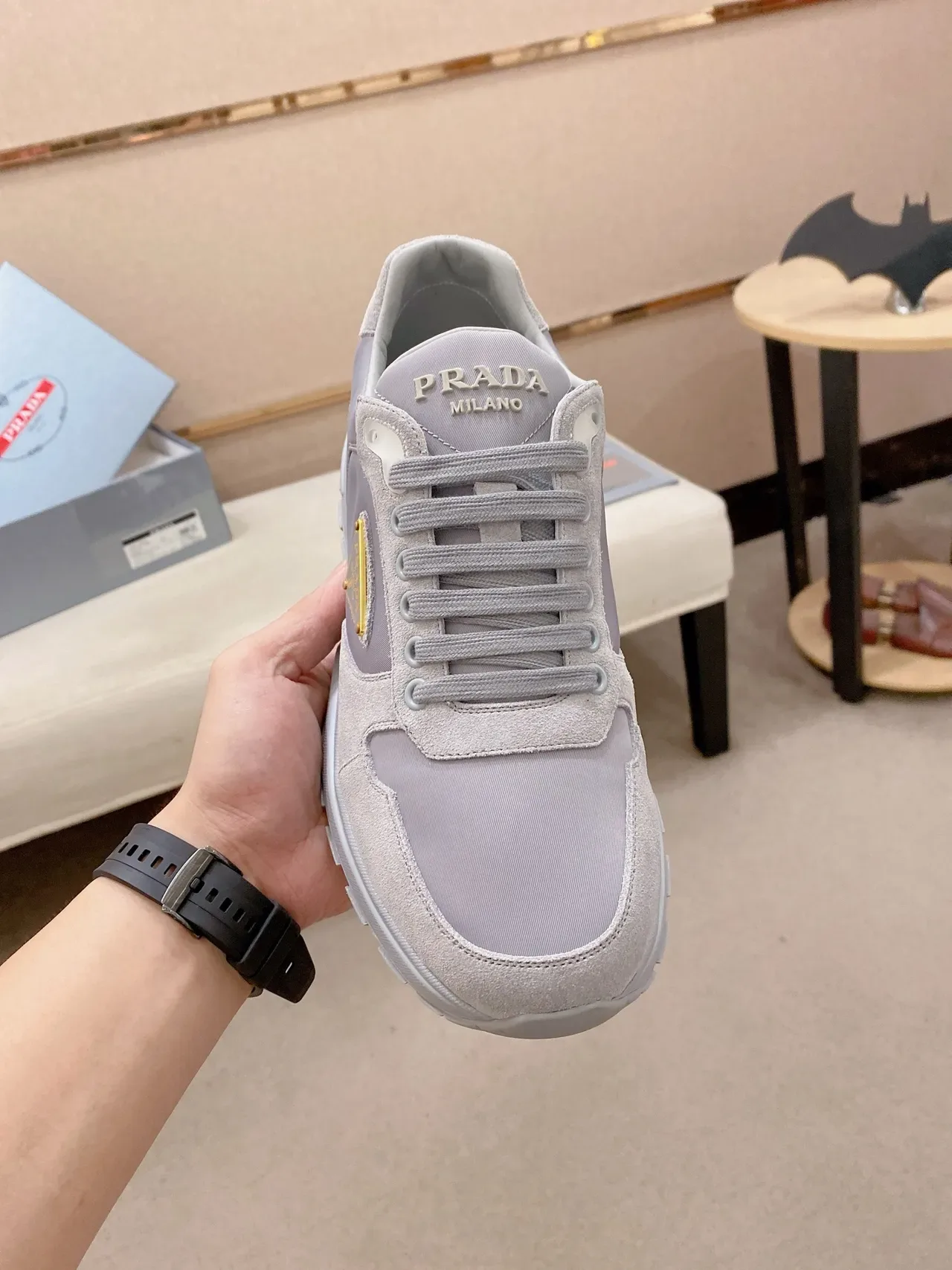 Prada Cloudbust 浅灰混合材质生活方式运动鞋 5