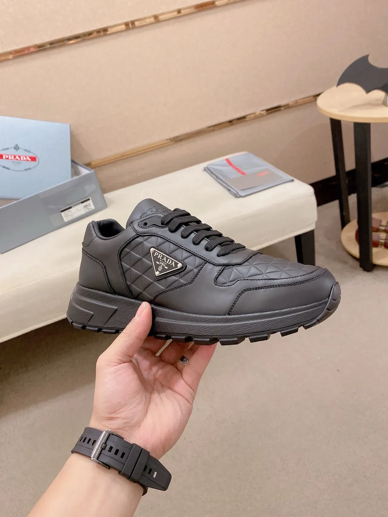 Prada Cloudbust Monochrome Black Chunky Sneakers 4