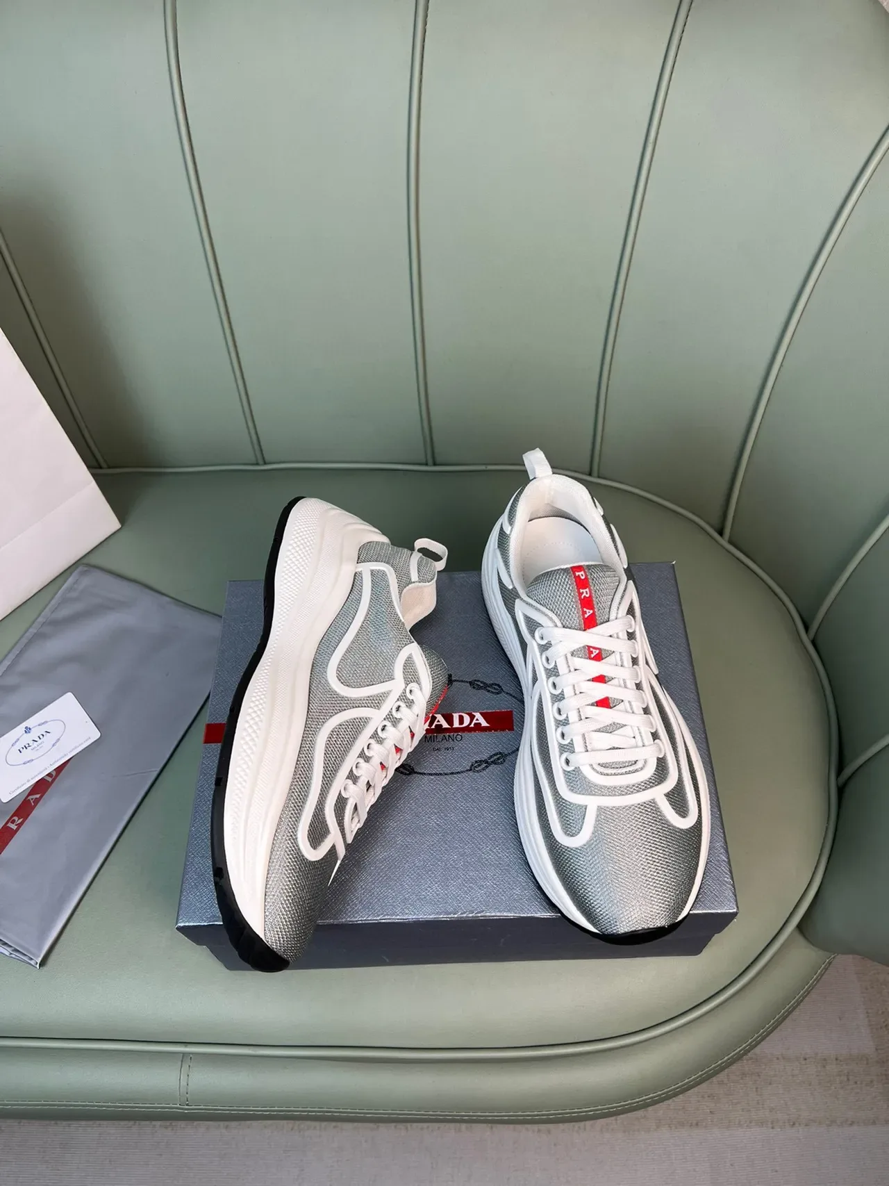 Prada Cloudbust Silver-Gray Mesh Lifestyle Sneakers 7