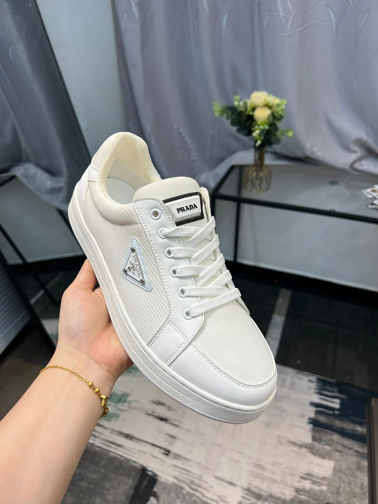 Prada Cloudbust White Beige Low-Top Textile Upper Lifestyle Sneakers 6
