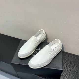 Prada Cloudbust White Beige Slip-On Smooth Leather Upper Loafer