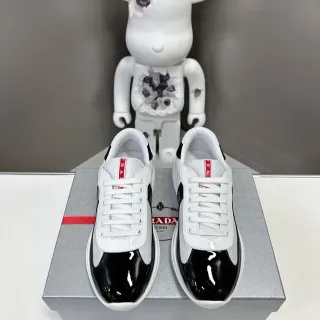 Prada Cloudbust White Black Textile Upper Patent Toe Cap Lifestyle Sneakers