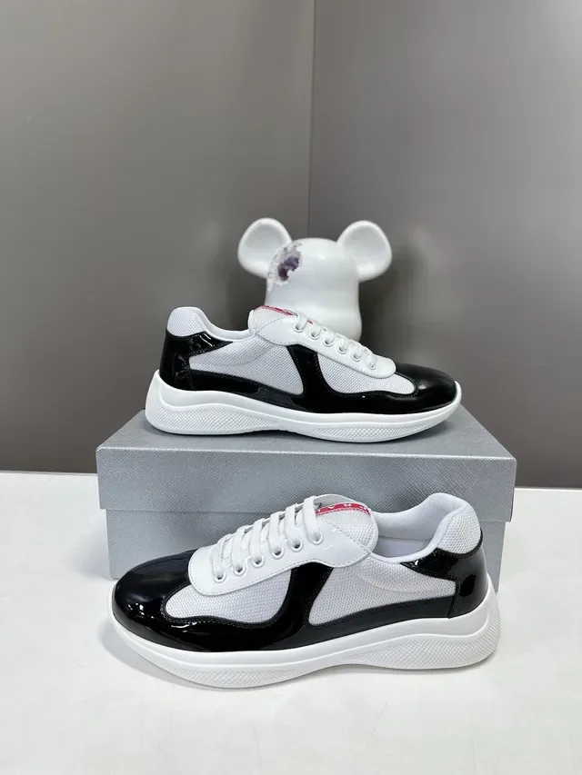 Prada Cloudbust White Black Textile Upper Patent Toe Cap Lifestyle Sneakers 3