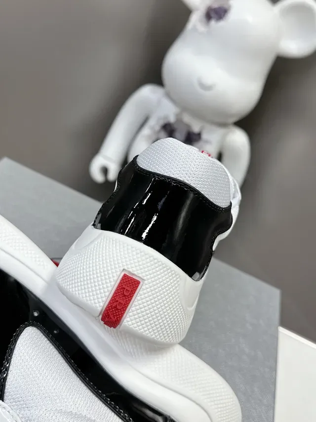 Prada Cloudbust White Black Textile Upper Patent Toe Cap Lifestyle Sneakers 7