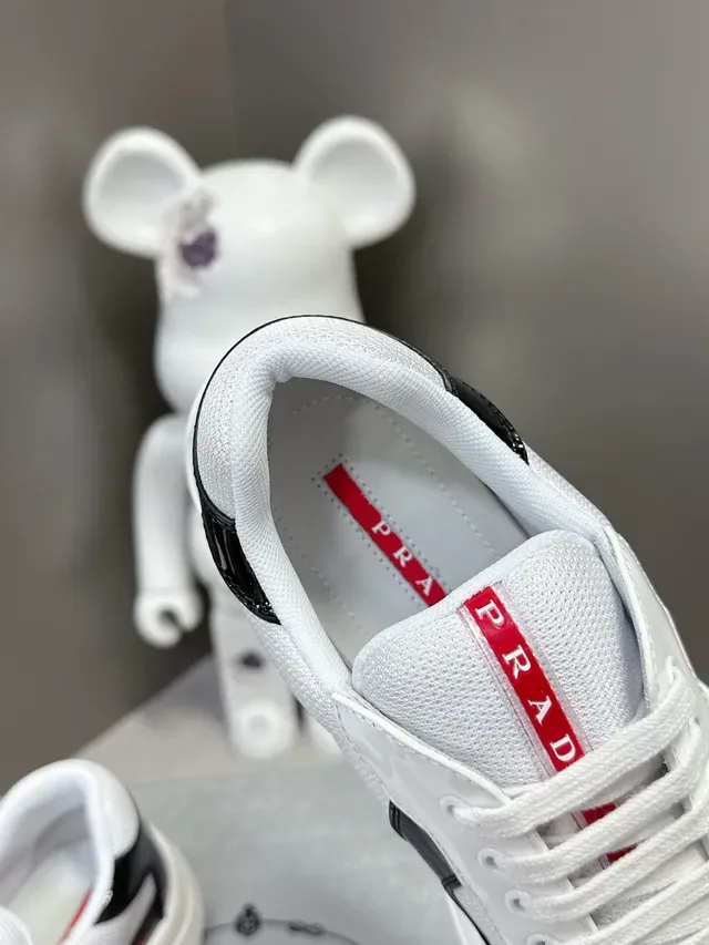Prada Cloudbust White Black Textile Upper Patent Toe Cap Lifestyle Sneakers 8