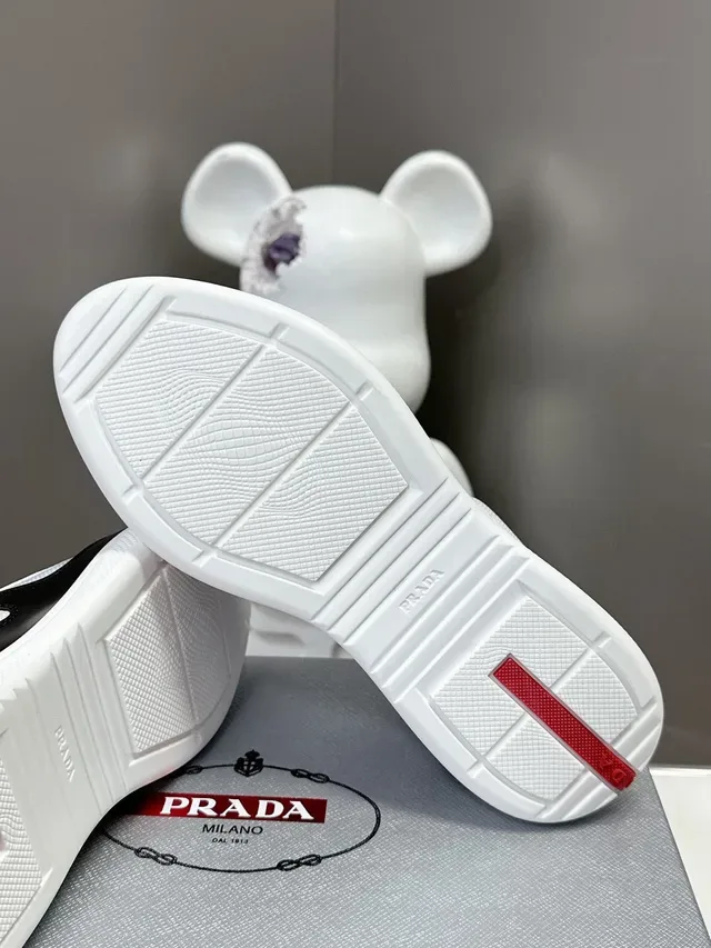 Prada Cloudbust White Black Textile Upper Patent Toe Cap Lifestyle Sneakers 9
