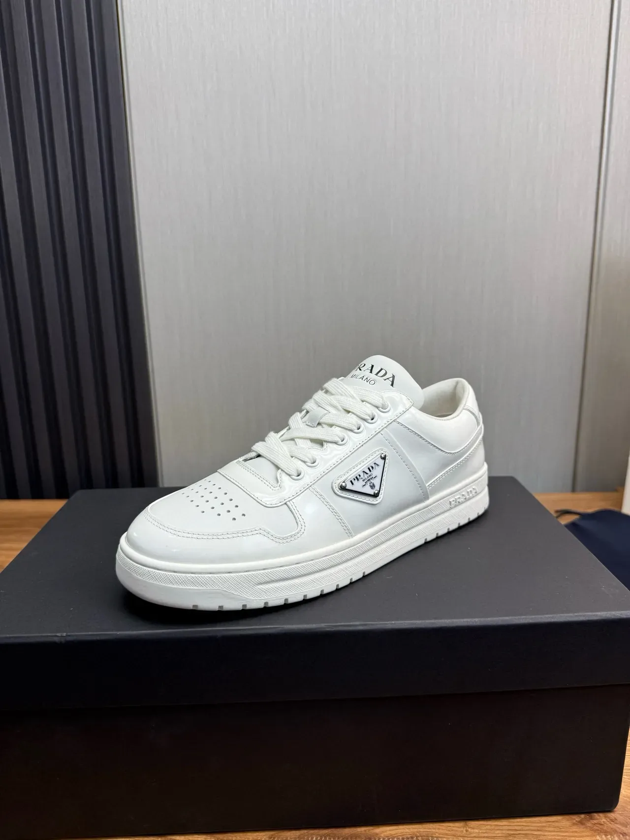 Prada Cloudbust White Silver Low-Top Leather-Like Smooth Upper Lifestyle Sneakers 2